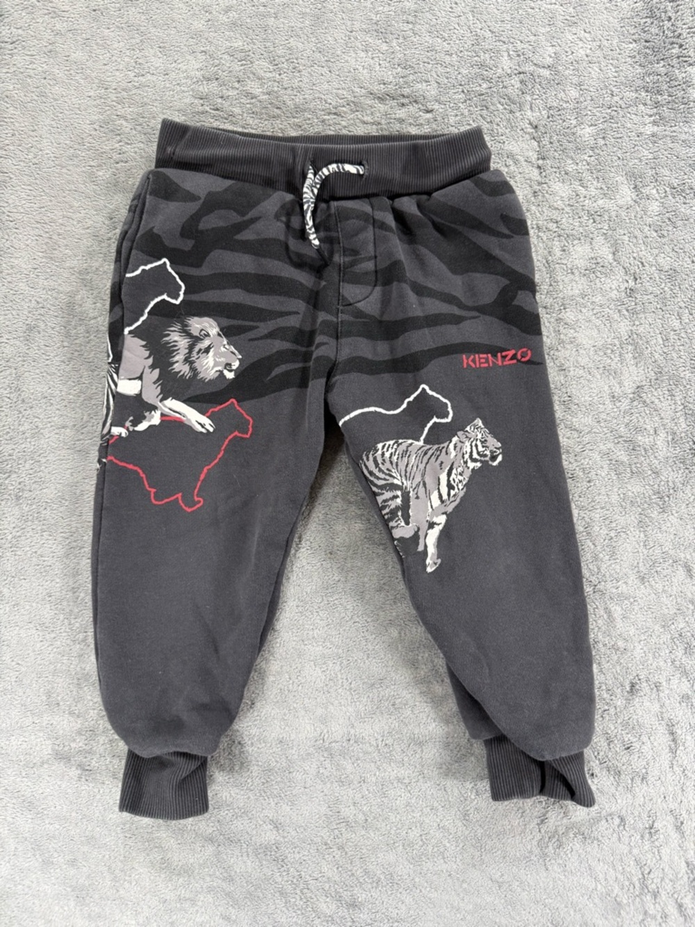 Kenzo Kids Lion and Tiger Print Sweatpants in Brushed Fleece 3A/98
